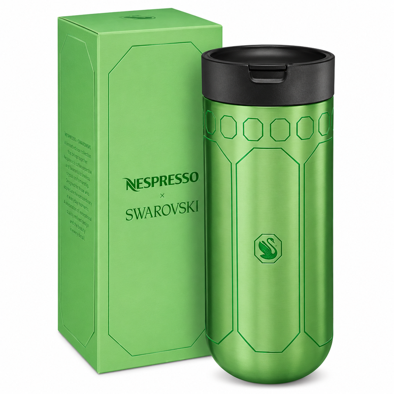 Nespresso x Swarovski travel Coffee mug and holder